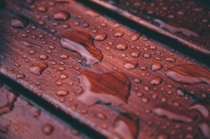 water drops on wood