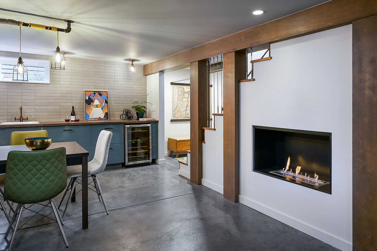 basement remodel with modern features